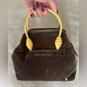 Rare Vintage Givenchy logo clasp brown handbag